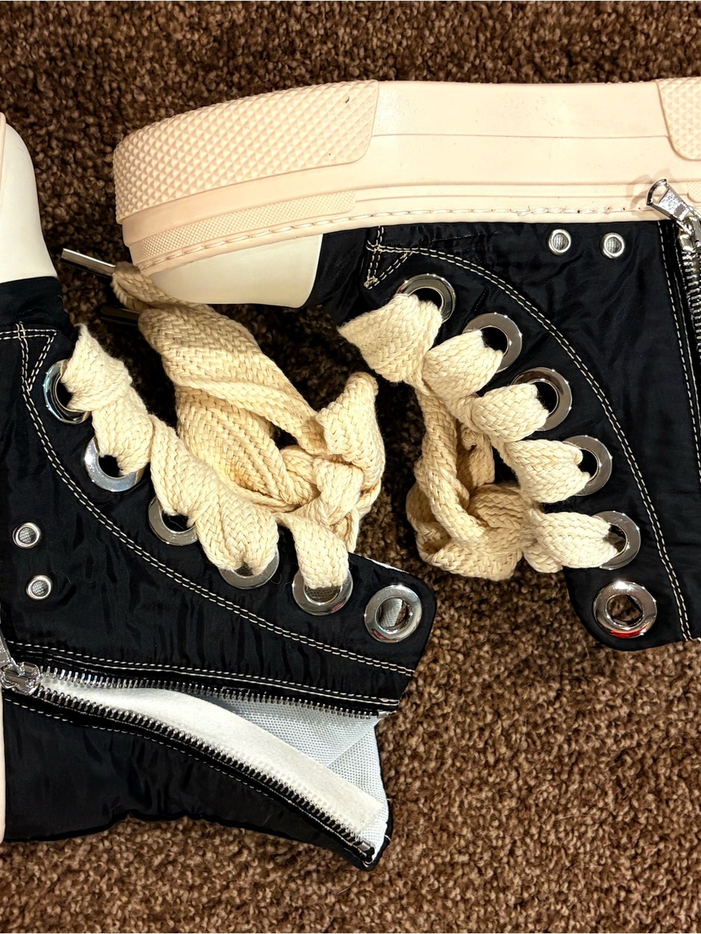 CRISTIAN ZEROTRE CALIPSO 300 Womens Black High-Top Sneakers with Cream Rope Lace